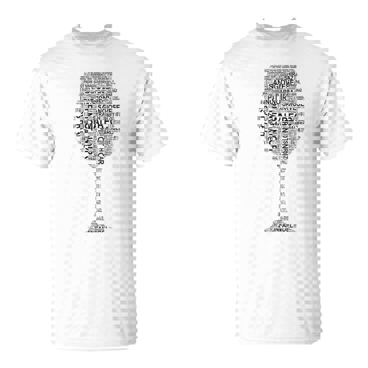 赤ワイングラス ワード アート オブ ワイン タイプ ブラック テキスト Tシャツ