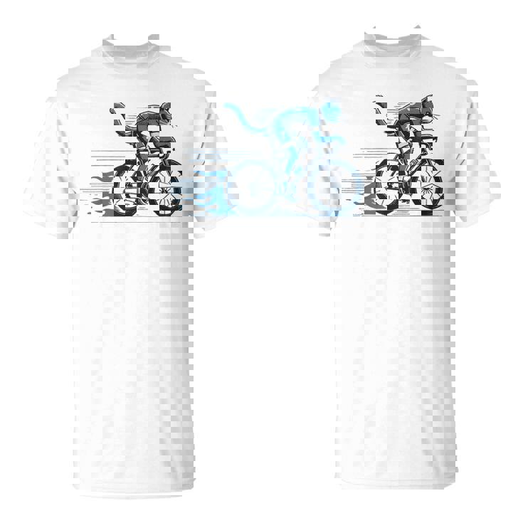 趣味のサイクリストのためのおしゃれな面白いロードバイク猫。 Tシャツ