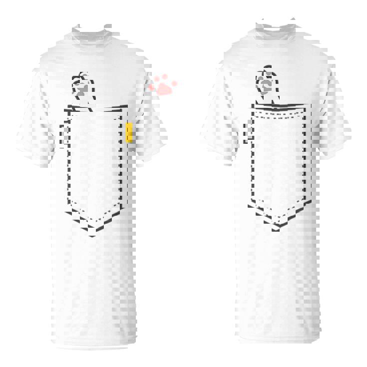 隠れネコ ねこ 猫 隠す 猫好き 猫の足 猫足 肉球 白猫 ワンポイント ポケット デザイン かわいい おもしろ Tシャツ