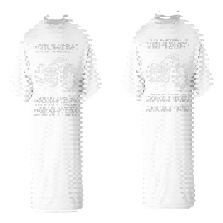 メンズ 面白い 白頭バイカーとあごひげバイク バックプリント Tシャツ