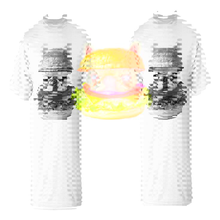 面白いtシャツ フレンチブルドッグ 犬 ハンバーガー メンズ グッズ かわいい おもしろ 面白い 服 ネタ 長袖tシャツ Tシャツ