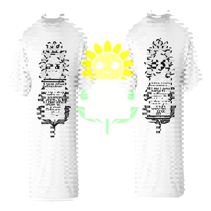 面白いひまわりおもちゃ ポジティブカード ポジティブヒマワリ Tシャツ