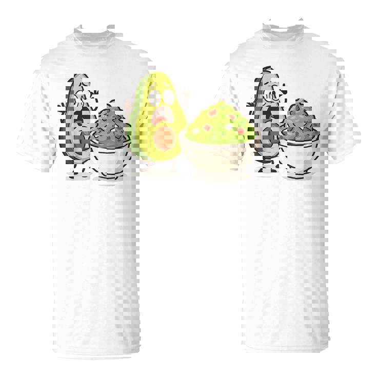 面白いアボカドワカモレ漫画パニック Tシャツ