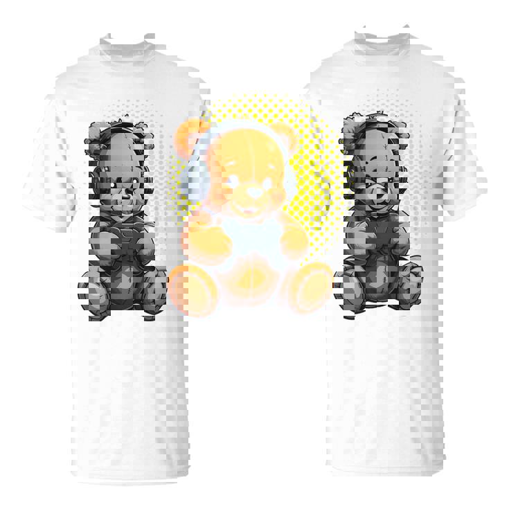 面白いゲームテディホールディングビデオゲームコントローラー。 長袖tシャツ Tシャツ