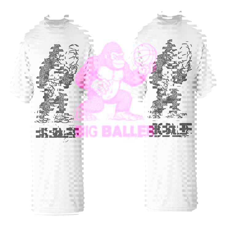 面白いゴリラ遊びバスケットボール ビッグボーラー マネースポーツ Tシャツ