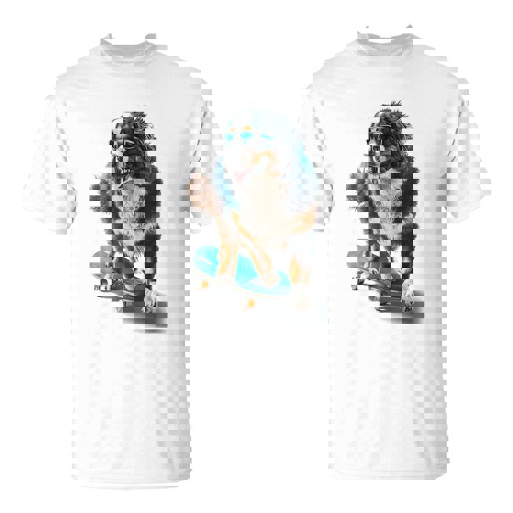 面白いスケートボード バーニーズマウンテンドッグ スケーター スケートグラフィック Tシャツ