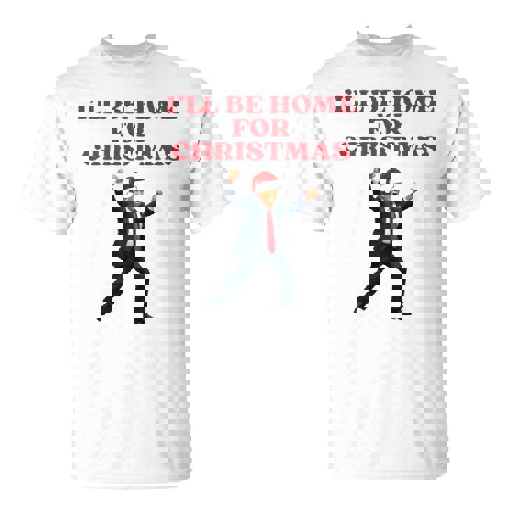 面白いトランプサンタハット、クリスマスに家に帰るよ 長袖tシャツ Tシャツ