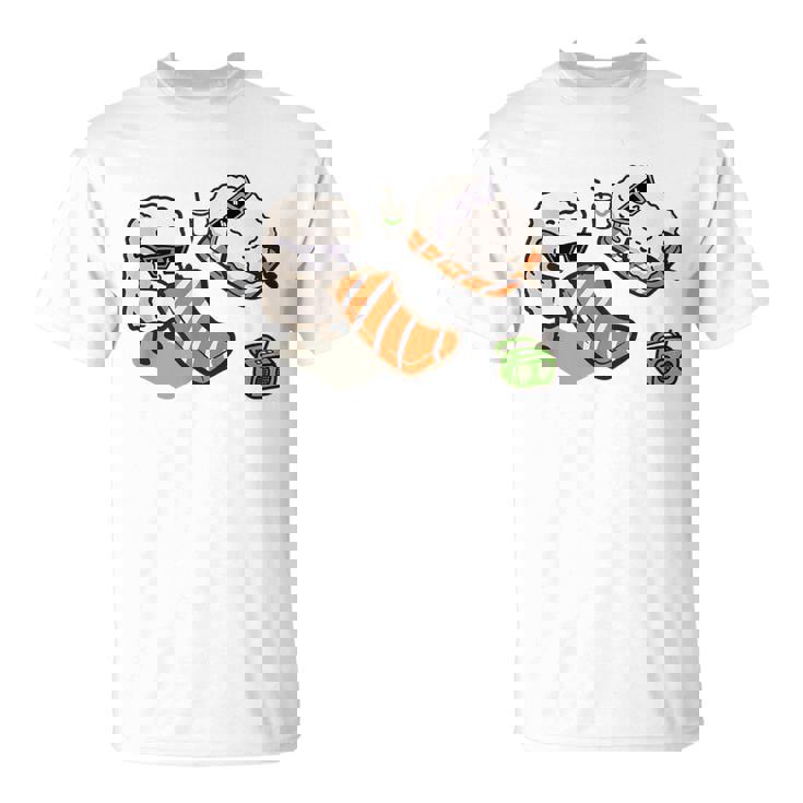 面白い寿司 ビーチで日光浴 Tシャツ