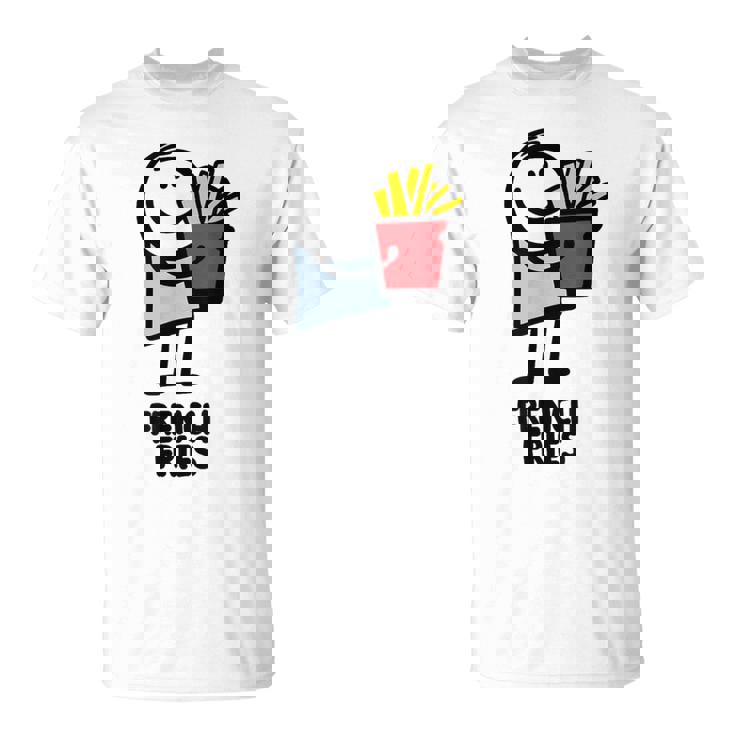 面白い漫画のキャラクターグラフィックが付いたクールでおいしいフライドポテト。 Tシャツ