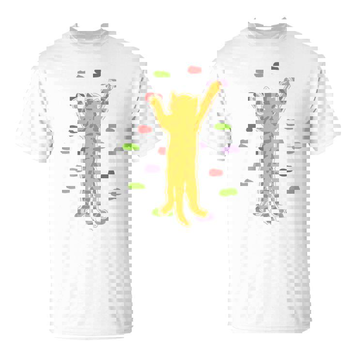 面白くてかわいいボルダーロッククライミングキャット背中にプリント Tシャツ