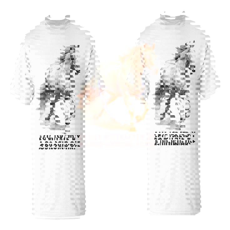 馬の水彩画、乗馬、優雅な高速ランニング馬 Tシャツ