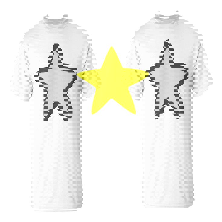 黄色い星と黒のアウトライン Tシャツ