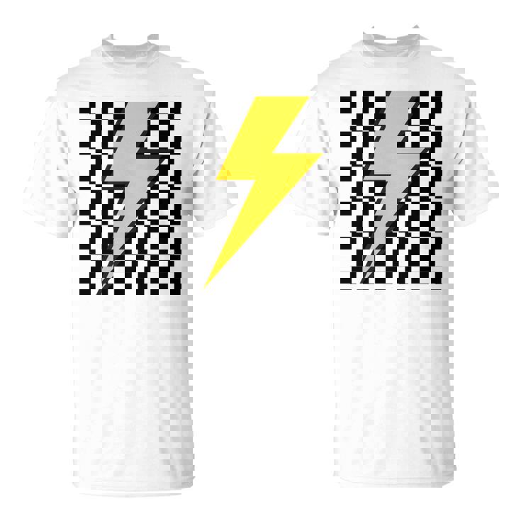 黄色の稲妻チェッカー審美的レーシング 長袖tシャツ Tシャツ