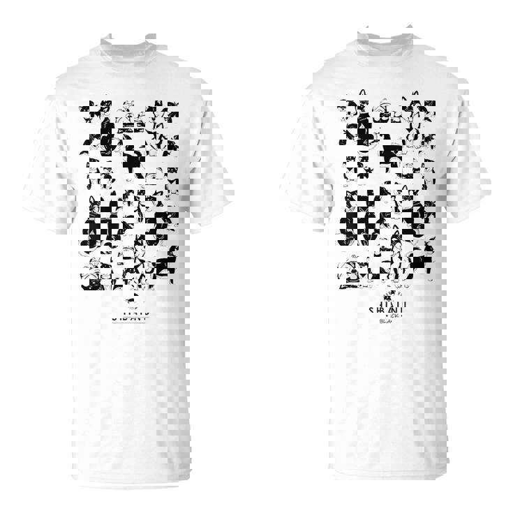 黒柴たくさん かわいい柴犬 柴犬イラスト Tシャツ