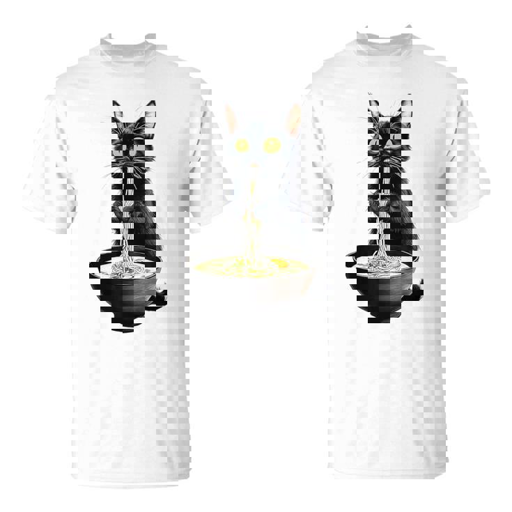 黒猫 ラーメン 麺 和食 Tシャツ