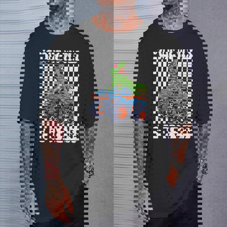 3Rd Birthday Monster Truck Young Wild And Three 3 Year Old T-Shirt Gifts for Him 3Rd Birthday Monster Truck Young Wild And Three 3 Year Old T-Shirt Gifts for Him