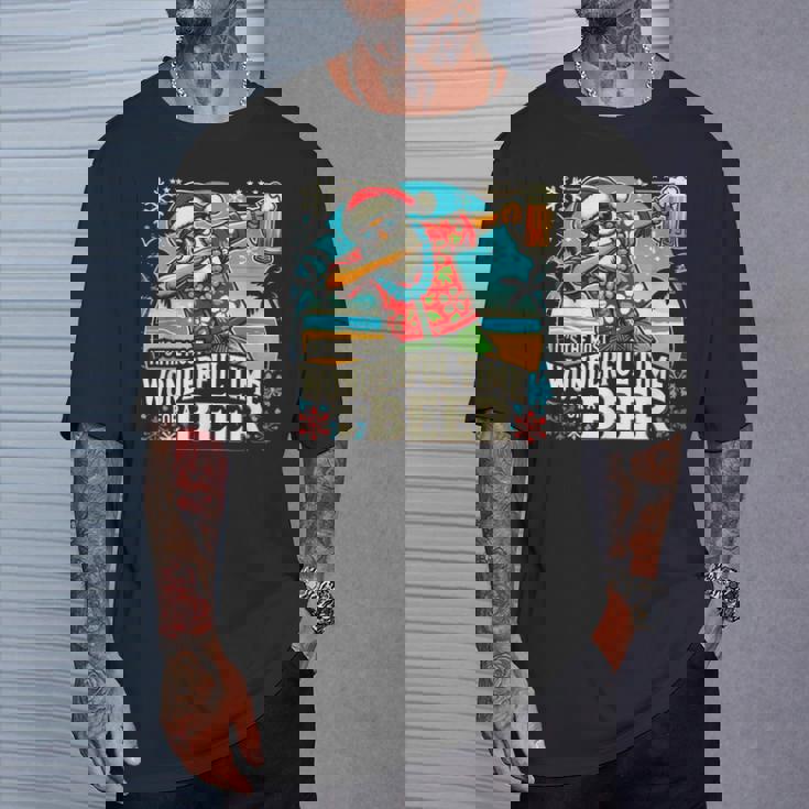 7月のクリスマス サンタハワイアンワンダフルビール Tシャツ 彼への贈り物