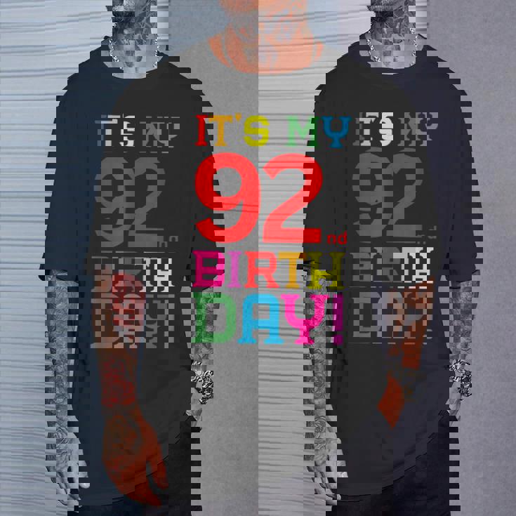 92歳 カラフル Happy Birthday Its My 92Th Birthday Tシャツ 彼への贈り物