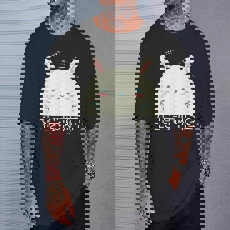 Annyeonghaseyo 笑うかわいいウサギ ハングル 韓国語アルファベット Tシャツ 彼への贈り物