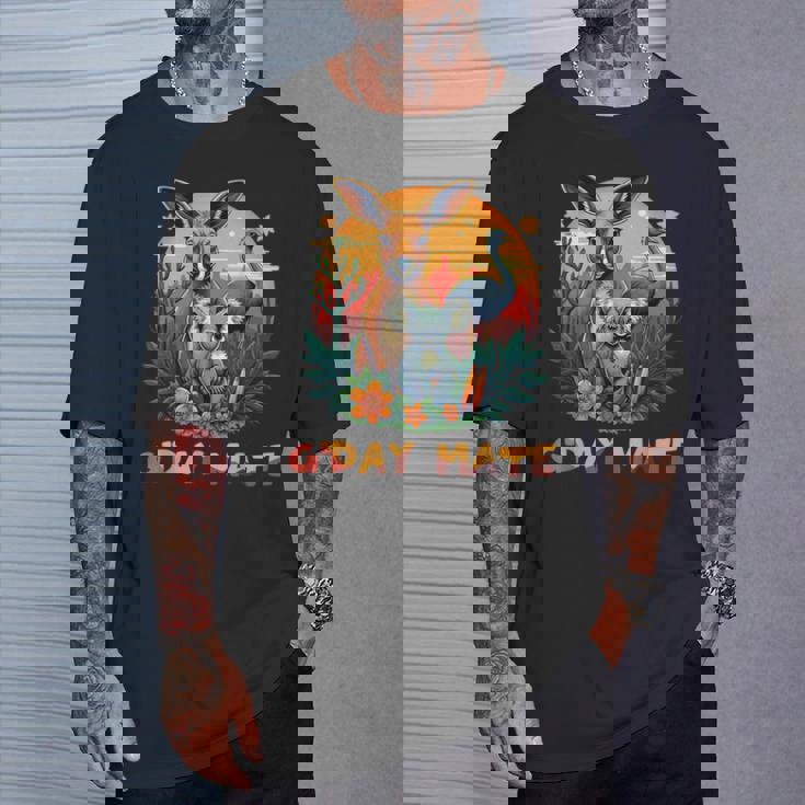 Australia G'day Mate And Aussie Animals Kangaroo Koala Emu Tシャツ 彼への贈り物