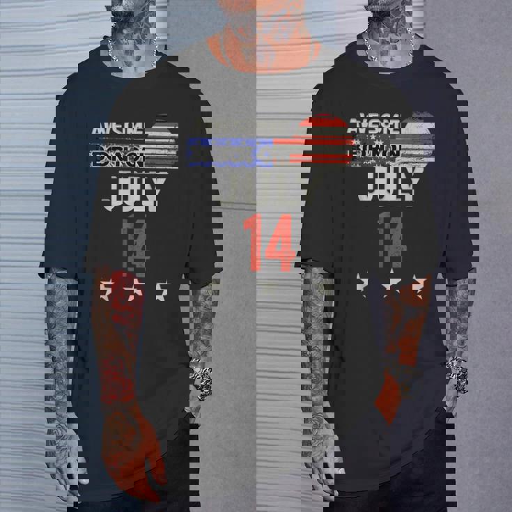 Awesome 7月14日 ヴィンテージ アメリカ国旗 クラシック 7月14日 Tシャツ 彼への贈り物