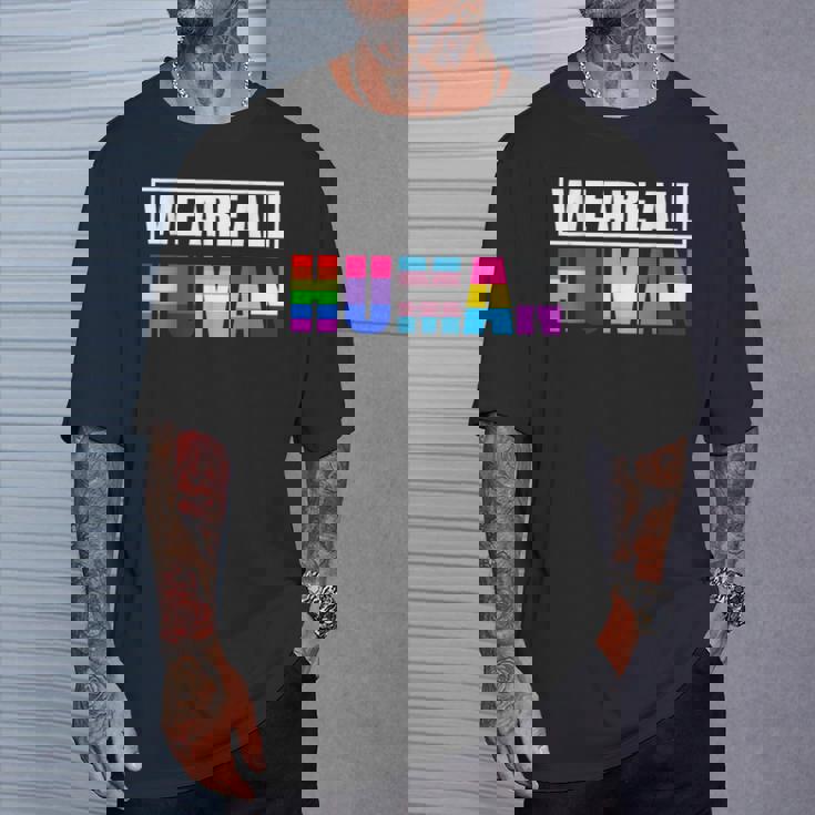 Bandera Arcoíris Todosomos Humanos Lgbt Orgullo Gay Camiseta unisex Regalos para él