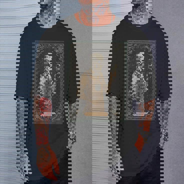 The Barber タロットカード ゴシック スケルトン 散髪店 ハロウィン Tシャツ 彼への贈り物