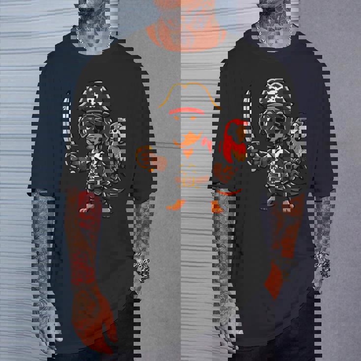 Bassotto Pirata Divertente Cane Capitano Maglietta Regalos para él