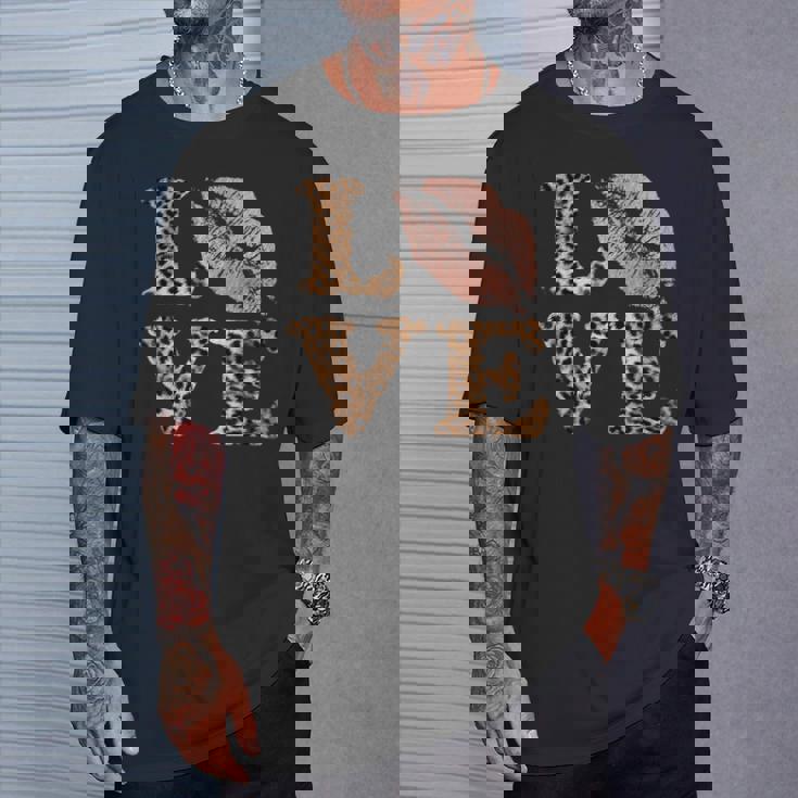 Big Lips Love ヒョウ柄 文字 ピンク 唇 バレンタイン ラブ Tシャツ 彼への贈り物