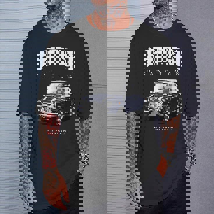 British Classic Car ダークブルー ミニスポーツカー Tシャツ 彼への贈り物