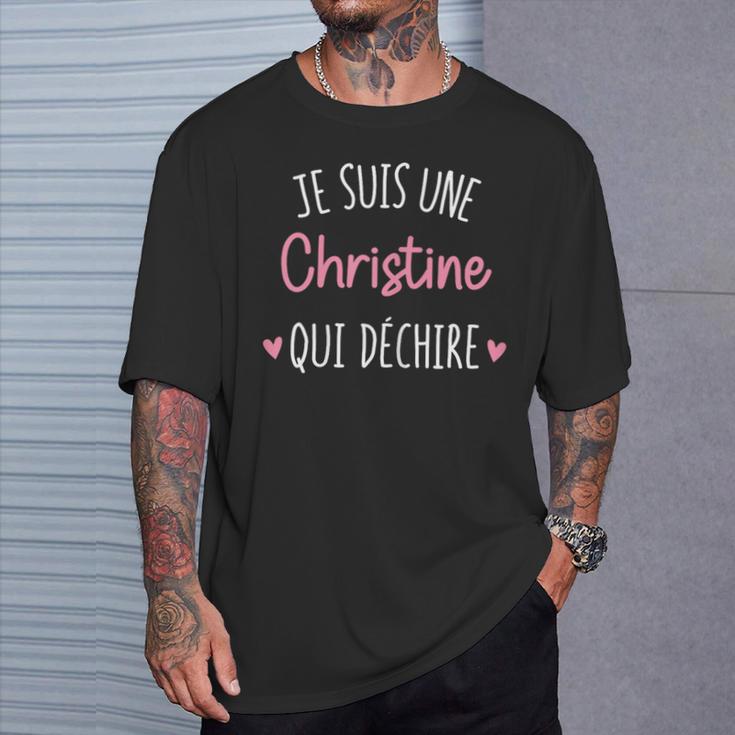 Cadeau Personnalisé Prénom Christine Qui Déchire T-Shirt Cadeaux pour lui