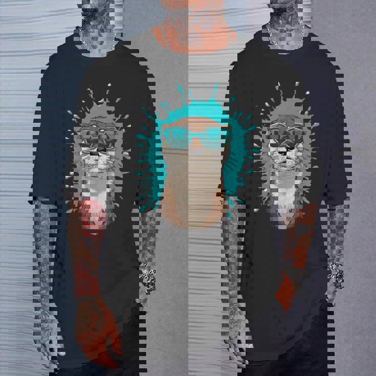 Chill Otteribes 面白いカワウソサングラスデザイン Tシャツ 彼への贈り物