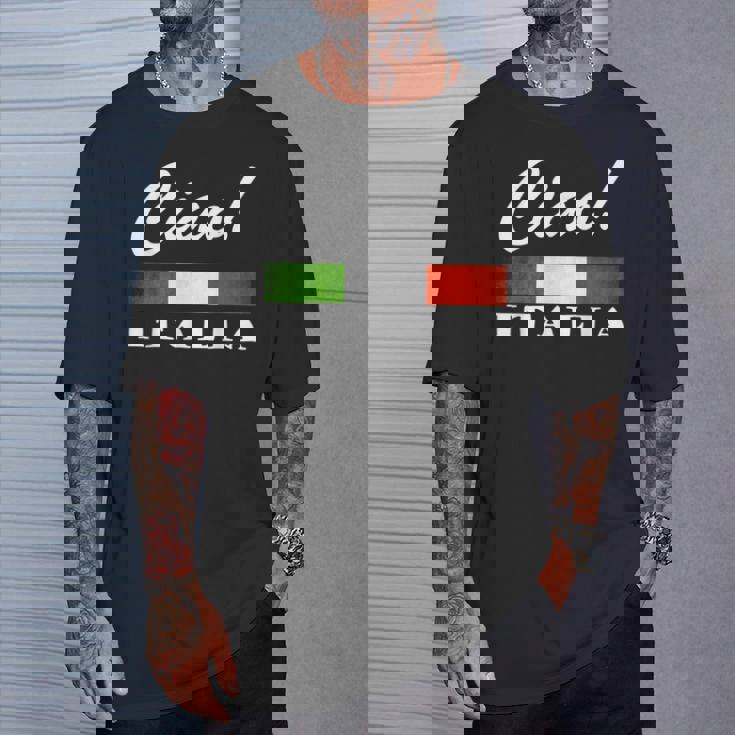 Ciao Italia トリコロールグリーン 白と赤 イタリア国旗 イタリア Tシャツ 彼への贈り物