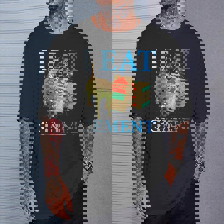 Cool I Eat セメント、建設猫、面白いユーモア、猫のミーム Tシャツ 彼への贈り物