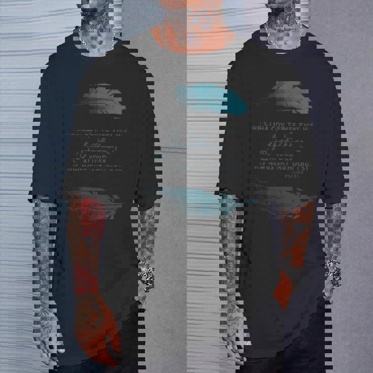 Cover With His Feathers Psalm 91 Kjv 聖書の言葉 Tシャツ 彼への贈り物