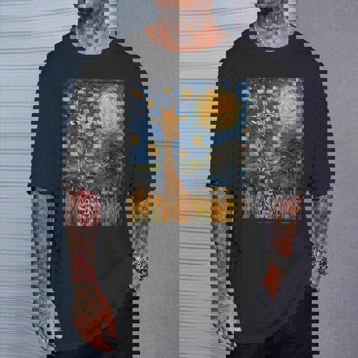 Cute Giraffe Africa Van Gogh Style Starry Night T-Shirt Gifts for Him Cute Giraffe Africa Van Gogh Style Starry Night T-Shirt Gifts for Him