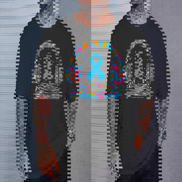 Dj ヘッドフォン パズル 自閉症啓発 自閉症 レディース メンズ Tシャツ 彼への贈り物