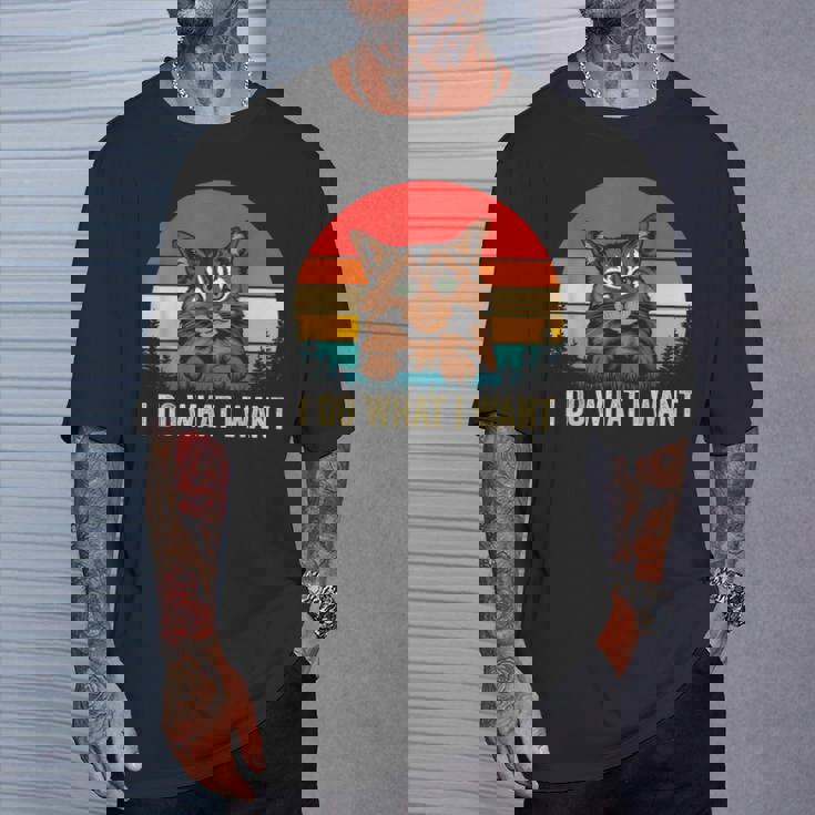 I Do What I Want Cat レトロ ヴィンテージ 面白い 猫好き Tシャツ 彼への贈り物