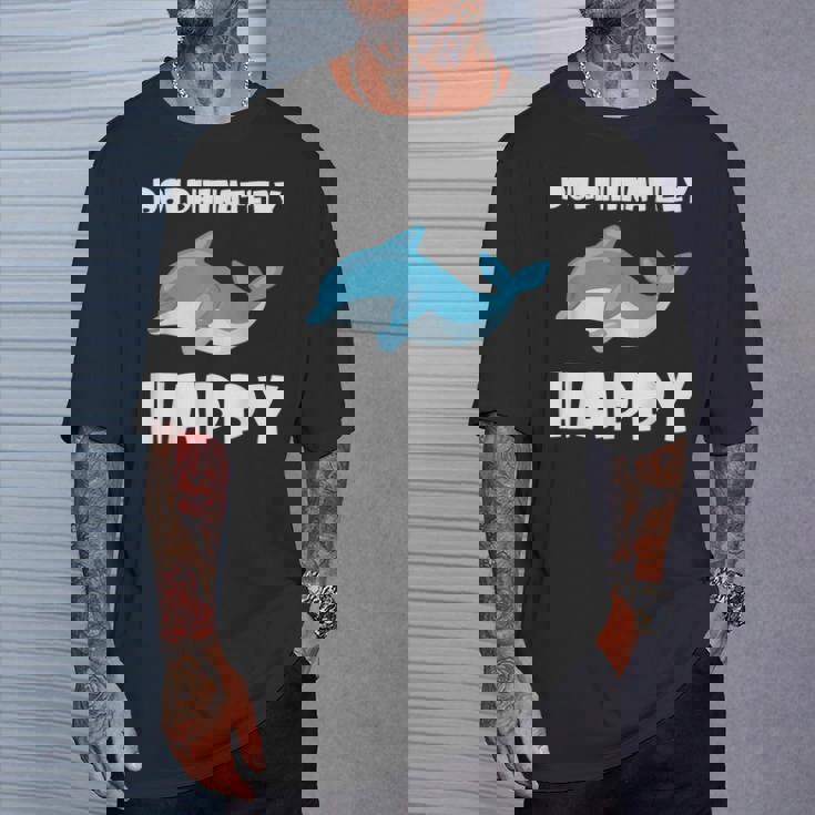 Dolphinately Happy ドルフィンズ イルカ 哺乳類 海 Dolphin ドルフィン Tシャツ 彼への贈り物