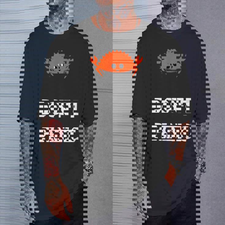 Don't Panic Rustacean Ferris The Crab Rustプログラミング Tシャツ 彼への贈り物