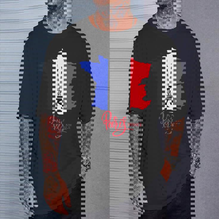 Enjoy Travel Paris France Flag & Eiffel Tower Graphic Tシャツ 彼への贈り物