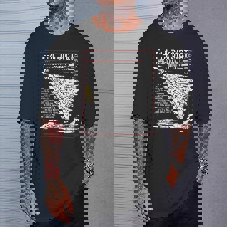 F-14 Tomcat Us American Carrier航空機 ブループリント Tシャツ 彼への贈り物