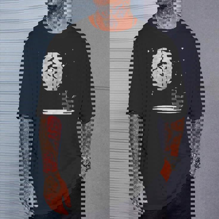 Fly Aerial ヨガハンモックシルク 星と月 猫 猫好き Tシャツ 彼への贈り物