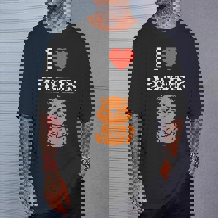 Baby Beavers Minimalist Cute I Love Beaver Tシャツ 彼への贈り物