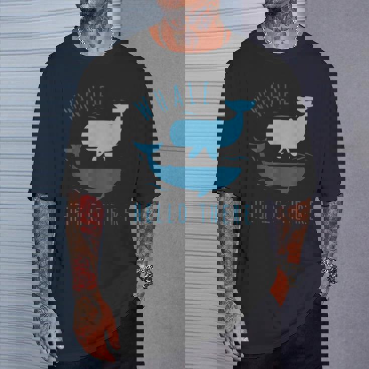 Whale Pun クジラ Hello There Hello Dort ファニークジラ Tシャツ 彼への贈り物