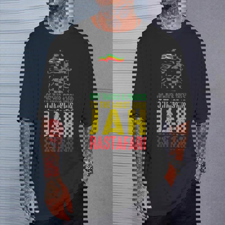 Give Thanks & Praises Jah Rastafari レゲエ ラスタ ウェア Tシャツ 彼への贈り物