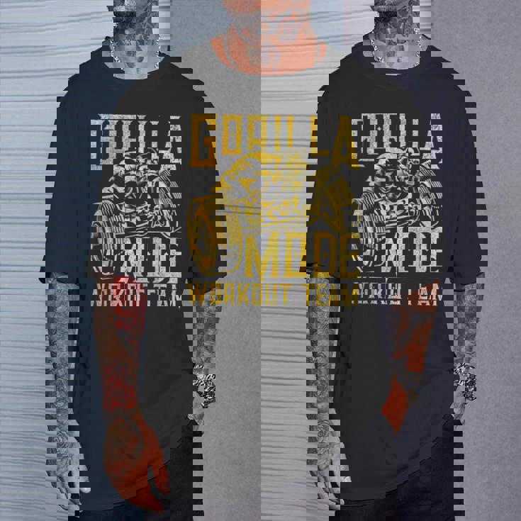 Gorilla Mode ワークアウト チーム ダンベル ビースト ジム フィットネス ゴールド Tシャツ 彼への贈り物