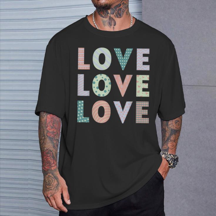Gráfico Love Love Love Diseño Retro Con Mensaje Positivo Camiseta unisex Regalos para él
