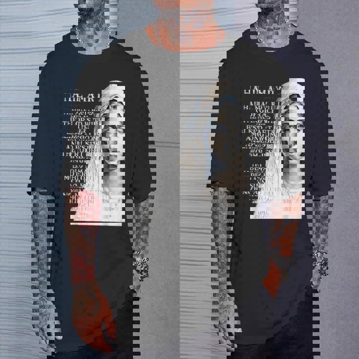 Hail Mary Blessed Mother ロザリオの祈り Tシャツ 彼への贈り物