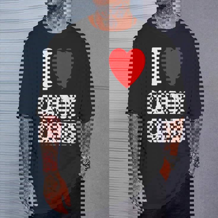 I Heart 愛 キャンディケーン 冬 ペパーミント クリスマス Tシャツ 彼への贈り物